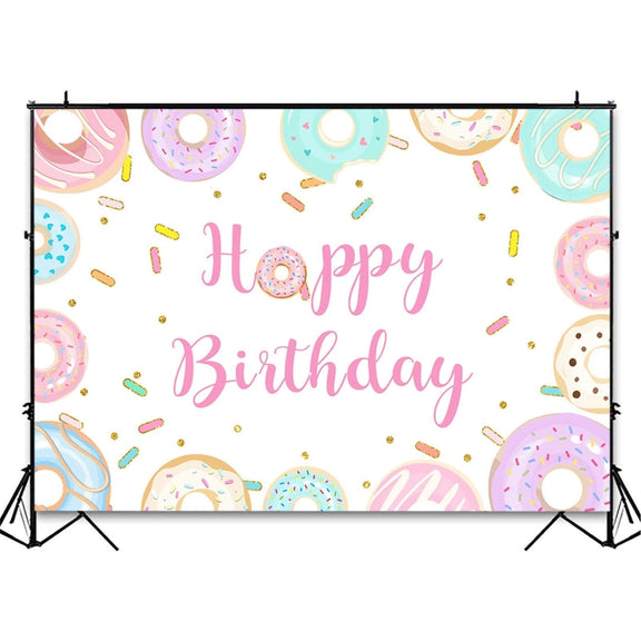 210x180cm Donut Cartoon Children Birthday Background Cloth