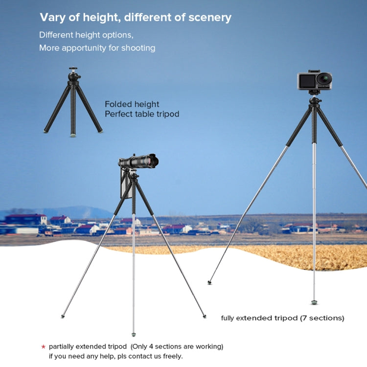 APEXEL APL-JJ09 Mobile Selfie Live Streaming Portable Stretch Telephoto Tripod(Black)