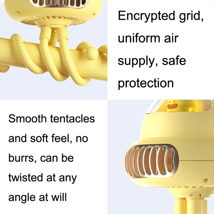 Shaking Head Stroller Fan Leafless Octopus Mute Portable Mini Fan Shaking Head Version (Yellow)