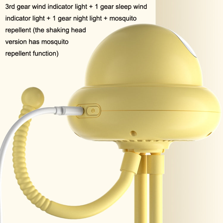 Shaking Head Stroller Fan Leafless Octopus Mute Portable Mini Fan Shaking Head Version (Yellow)
