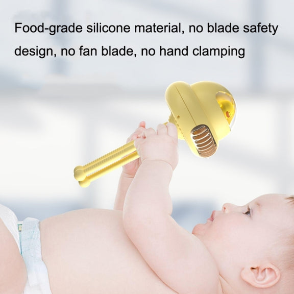 Shaking Head Stroller Fan Leafless Octopus Mute Portable Mini Fan Shaking Head Version (Yellow)