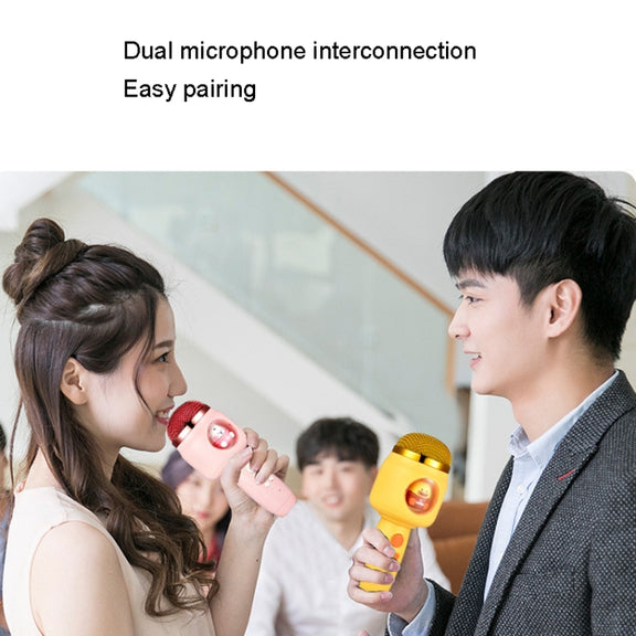 Children Wireless Microphone Bluetooth Phone Singing Microphone(Yellow)