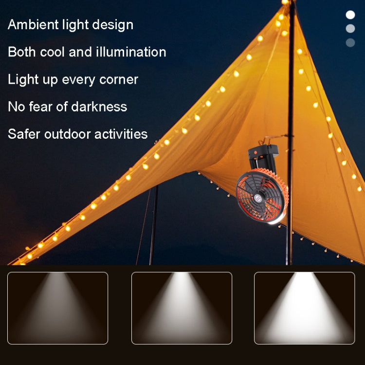 Outdoor Camping USB Charging Fan Tent Swing Head Fan With Tripod LED Light(Black)