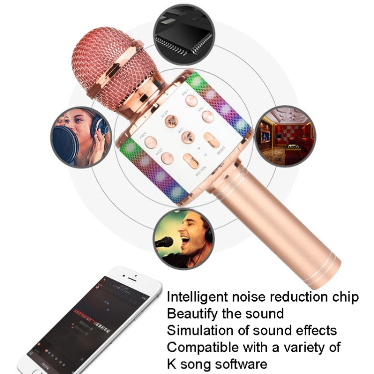 WS-858L LED Light Flashing Wireless Capacitance Microphone Comes With Audio Mobile Phone Bluetoon Live Microphone(Gold) - Microphone by PMC TechLife | Online Shopping South Africa | PMC TechLife | Buy Now Pay Later Mobicred