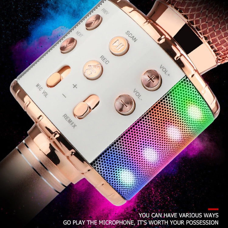 WS-858L LED Light Flashing Wireless Capacitance Microphone Comes With Audio Mobile Phone Bluetoon Live Microphone(Gold) - Microphone by PMC TechLife | Online Shopping South Africa | PMC TechLife | Buy Now Pay Later Mobicred