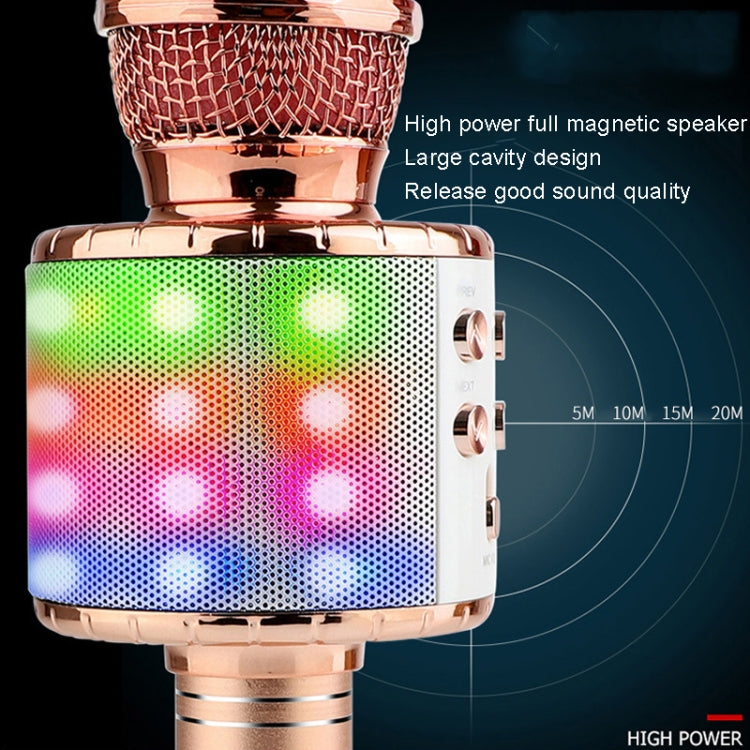 WS-858L LED Light Flashing Wireless Capacitance Microphone Comes With Audio Mobile Phone Bluetoon Live Microphone(Gold) - Microphone by PMC TechLife | Online Shopping South Africa | PMC TechLife | Buy Now Pay Later Mobicred