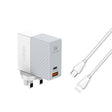 LDNIO A2620C 65W USB+Type-C/USB-C Port Dual Port Universal Phone Tablet Travel Charger(UK Plug+Type-C to 8 Pin) - USB Charger by LDNIO | Online Shopping South Africa | PMC TechLife | Buy Now Pay Later Mobicred