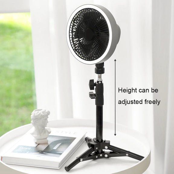 ZK-01 7 Inch Outdoor Camping LED Light Tripod Fan Portable Multifunctional Power Bank Hanging Fan(White)