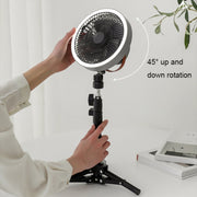 ZK-01 7 Inch Outdoor Camping LED Light Tripod Fan Portable Multifunctional Power Bank Hanging Fan(White)