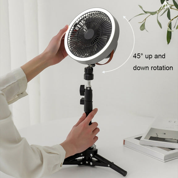 ZK-01 7 Inch Outdoor Camping LED Light Tripod Fan Portable Multifunctional Power Bank Hanging Fan(White)
