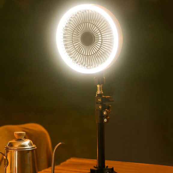 ZK-01 7 Inch Outdoor Camping LED Light Tripod Fan Portable Multifunctional Power Bank Hanging Fan(White)