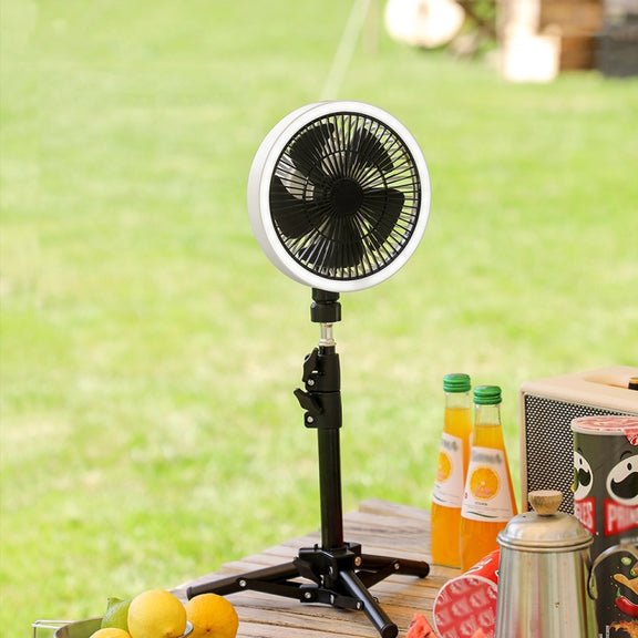 ZK-01 7 Inch Outdoor Camping LED Light Tripod Fan Portable Multifunctional Power Bank Hanging Fan(White)