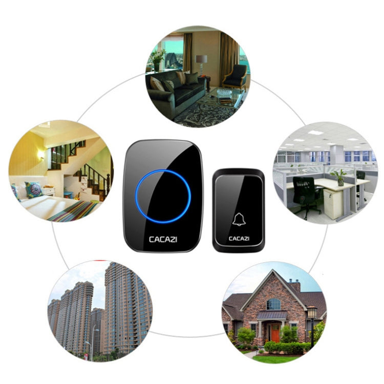CACAZI A06-DC 1 To 1 Battery Type Smart Home Wireless Waterproof Music Doorbell(Black) - Wireless Doorbell by CACAZI | Online Shopping South Africa | PMC TechLife | Buy Now Pay Later Mobicred