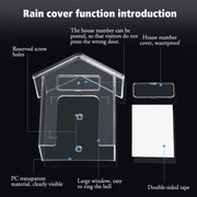 Wireless Doorbell Water-resistant Cover Outdoor Doorbell Transparent Rain Protection Case(E30)