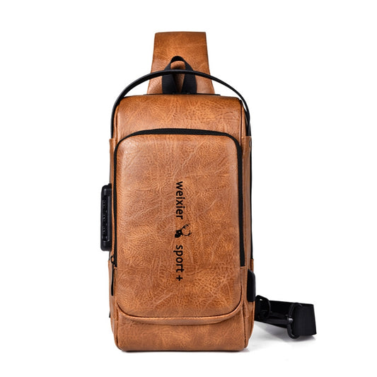 WEIXIER X318 Single Shoulder Crossbody Male Waterproof Anti-Theft Small Backpack(Light Brown) - free shipping - PMC Jewellery - Order now!