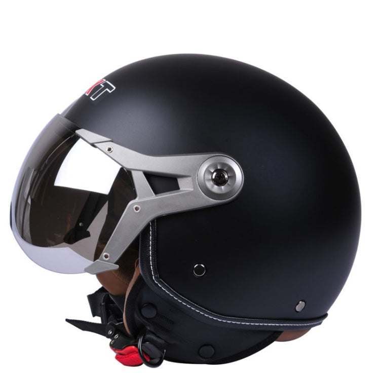 GXT Electric Vehicle Half Cover Helmet Four Seasons Retro Helmet, Size: M(Matte Black) - free shipping - PMC TechLife - Order now!