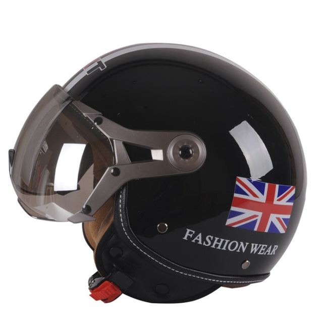 GXT Electric Vehicle Half Cover Helmet Four Seasons Retro Helmet, Size: XL(Bright Black Flower)