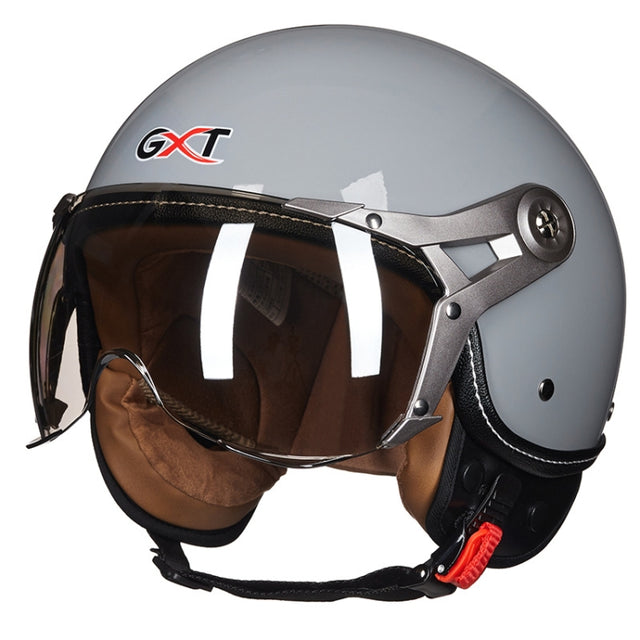 GXT Electric Vehicle Half Cover Helmet Four Seasons Retro Helmet, Size: XL(Cement Gray)