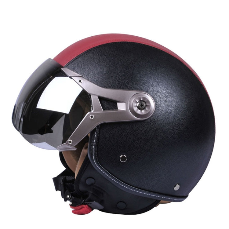 GXT Electric Vehicle Half Cover Four Seasons Retro Helmet, Size: L(Black Red) - free shipping - PMC TechLife - Order now!