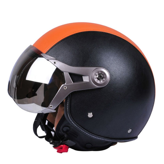 GXT Electric Vehicle Half Cover Four Seasons Retro Helmet, Size: L(Black Orange) - free shipping - PMC Jewellery - Order now!