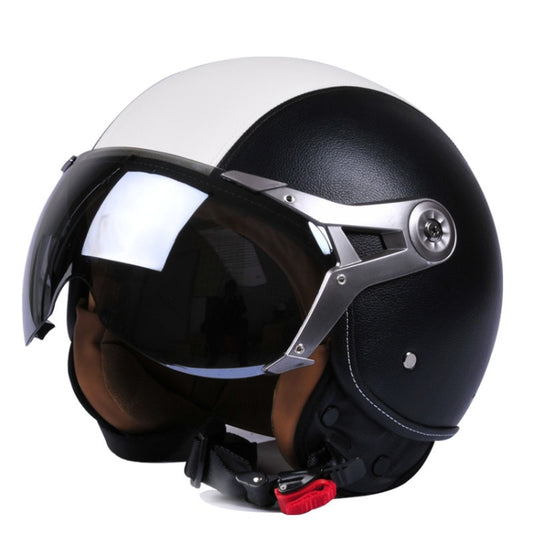 GXT Electric Vehicle Half Cover Four Seasons Retro Helmet, Size: L(Black White) - free shipping - PMC Jewellery - Order now!