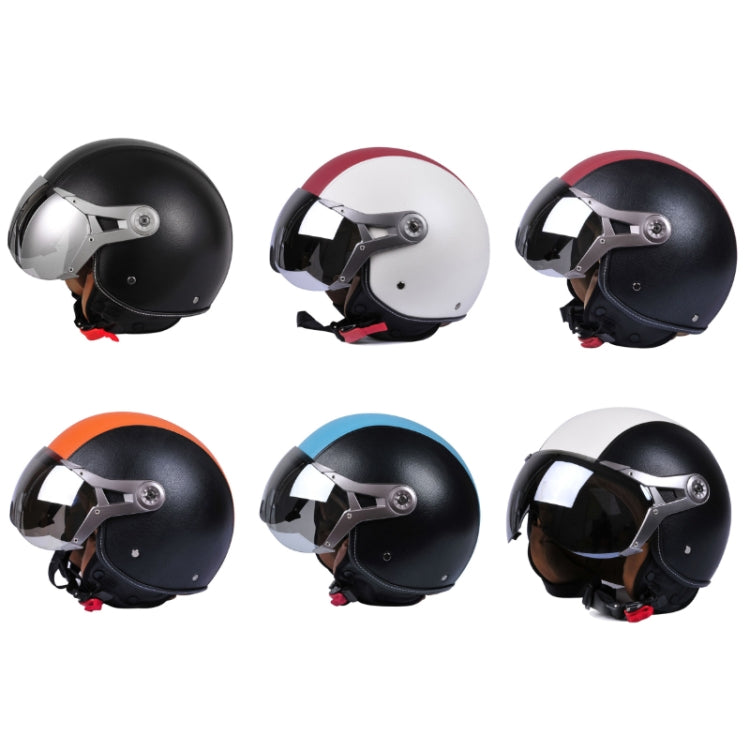 GXT Electric Vehicle Half Cover Four Seasons Retro Helmet, Size: L(White Red)