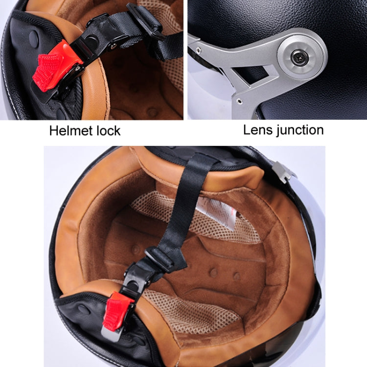 GXT Electric Vehicle Half Cover Four Seasons Retro Helmet, Size: XL(White Red)