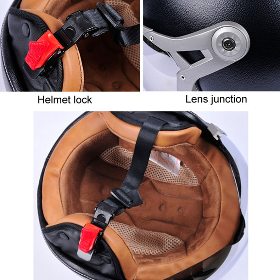 GXT Electric Vehicle Half Cover Four Seasons Retro Helmet, Size: M(Black Red)