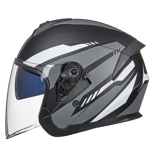 GXT Electric Vehicle Four Seasons Sun Protection & Windshield Double Lens Helmet, Size: M(Matt Black Gray)