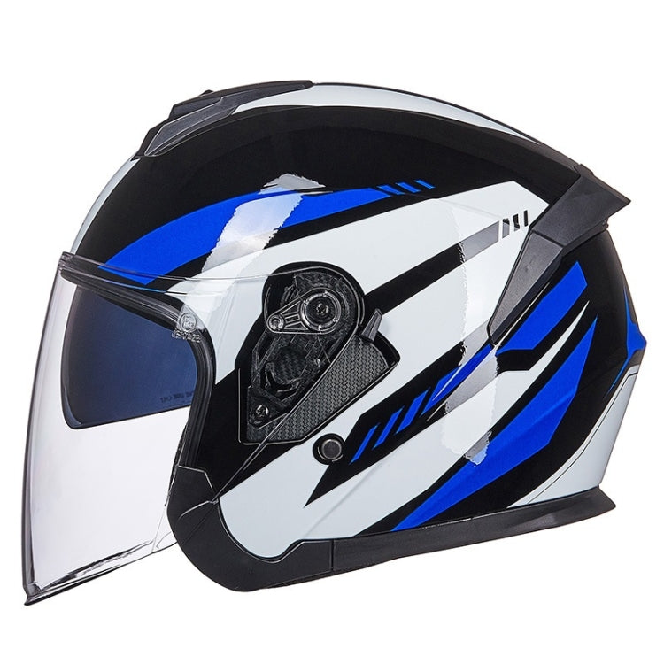 GXT Electric Vehicle Four Seasons Sun Protection & Windshield Double Lens Helmet, Size: M(Bright Black Blue) - free shipping - PMC Jewellery - Order now!