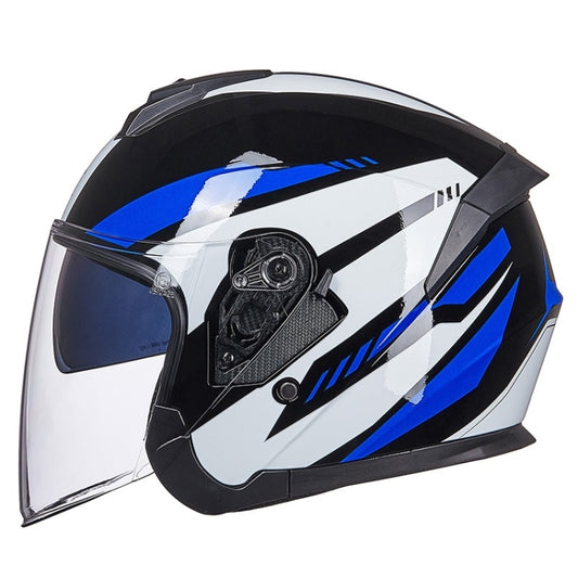 GXT Electric Vehicle Four Seasons Sun Protection & Windshield Double Lens Helmet, Size: M(Bright Black Blue) - free shipping - PMC Jewellery - Order now!