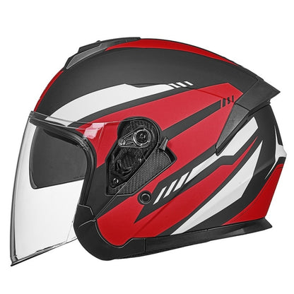 GXT Electric Vehicle Four Seasons Sun Protection & Windshield Double Lens Helmet, Size: L(Matt Black Red) - free shipping - PMC Jewellery - Order now!