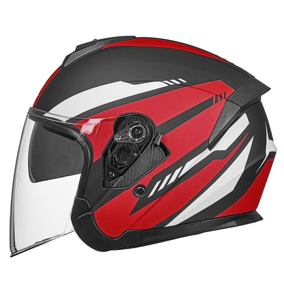 GXT Electric Vehicle Four Seasons Sun Protection & Windshield Double Lens Helmet, Size: L(Matt Black Red)