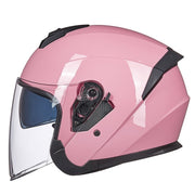 GXT Electric Vehicle Four Seasons Sun Protection & Windshield Double Lens Helmet, Size: L(Light Pink)