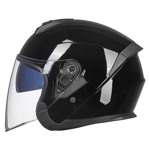 GXT Electric Vehicle Four Seasons Sun Protection & Windshield Double Lens Helmet, Size: XL(Bright Black)