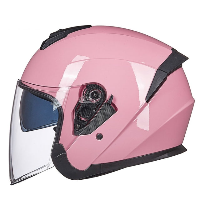 GXT Electric Vehicle Four Seasons Sun Protection & Windshield Double Lens Helmet, Size: XL(Light Pink)