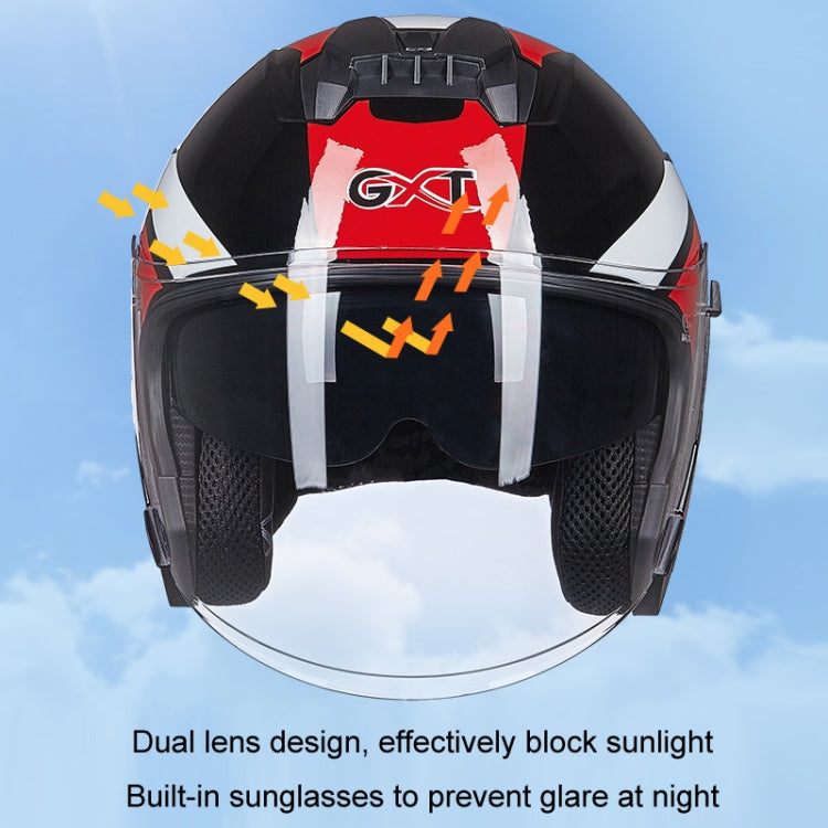 GXT Electric Vehicle Four Seasons Sun Protection & Windshield Double Lens Helmet, Size: L(Light Pink)