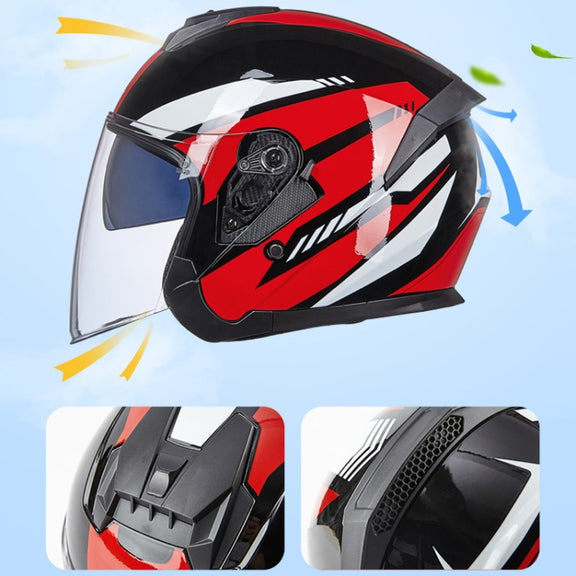GXT Electric Vehicle Four Seasons Sun Protection & Windshield Double Lens Helmet, Size: L(Light Pink)