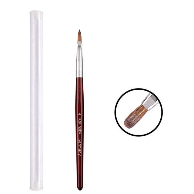 Red Wood Handle Kolinsky Hair Nail Art Brush No. 4
