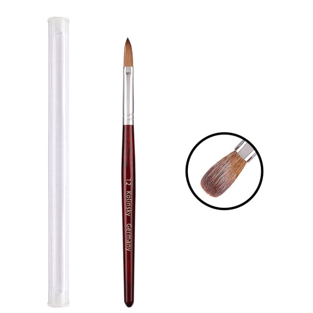 Red Wood Handle Kolinsky Hair Nail Art Brush No. 12