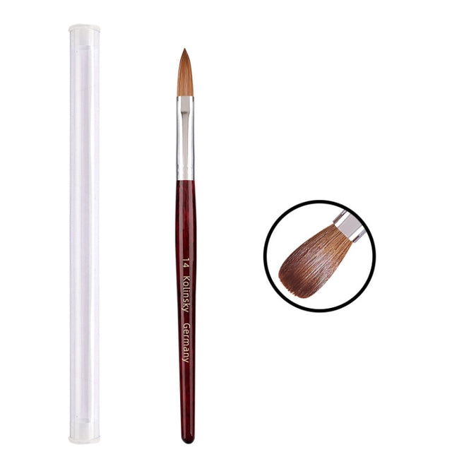 Red Wood Handle Kolinsky Hair Nail Art Brush No. 14
