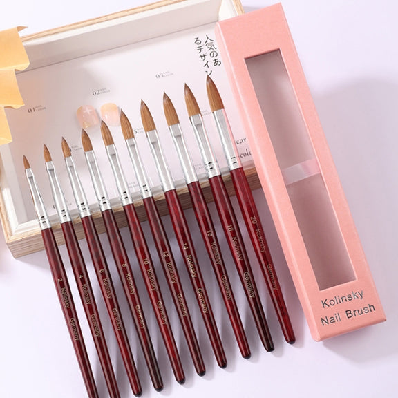Red Wood Handle Kolinsky Hair Nail Art Brush No. 2