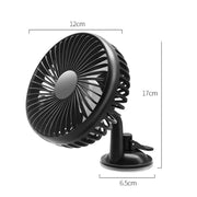 SUITU  12V/24V Mini Car Fan USB Charging Single Head Fan 360 Degree Cooling Fan, Style: Suction Cup Model