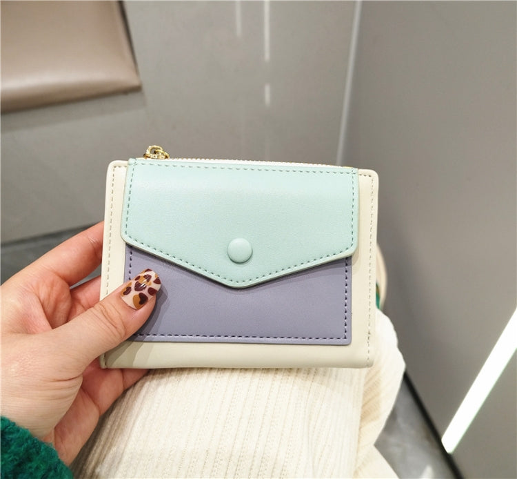 PU Leather Short Color Matching Folding Wallet Mini Portable Wallet(Blue) - Wallets by PMC TechLife | Online Shopping South Africa | PMC TechLife