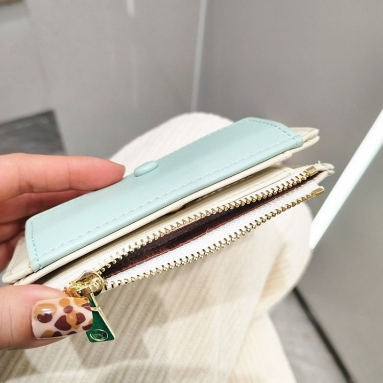 PU Leather Short Color Matching Folding Wallet Mini Portable Wallet(Blue) - Wallets by PMC TechLife | Online Shopping South Africa | PMC TechLife