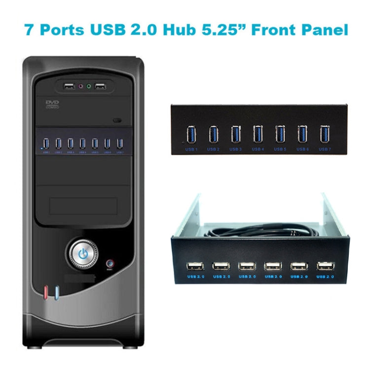 7 Port USB2.0 Optical Drive Bit Front Panel, Style: Flat Mouth - USB 2.0 HUB by PMC Jewellery | Online Shopping South Africa | PMC Jewellery | Buy Now Pay Later Mobicred