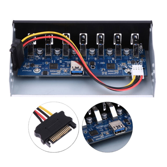 7 Port USB2.0 Optical Drive Bit Front Panel, Style: Side Plug