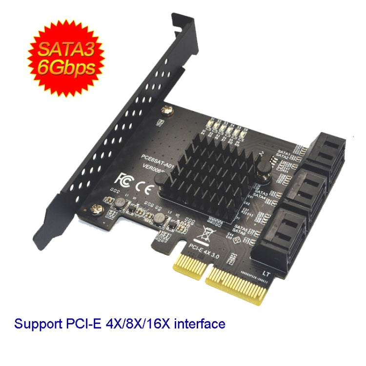 PCIE 4X To 10 Port  SATA 3.0 Adapter Expansion Card ASMedia ASM1166 Converter