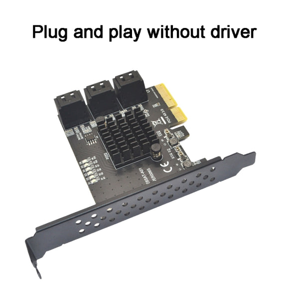 PCIE 4X To 10 Port  SATA 3.0 Adapter Expansion Card ASMedia ASM1166 Converter