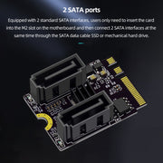 M2 to SATA3.0 Adapter Card PCI-E3.0 Card KEY A+E WiFi M.2 to SATA JMB582 Chip(Black)